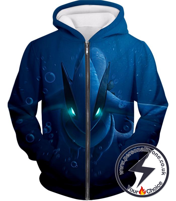 Pokemon Very Cool Legendary Pokemon Lugia Action Anime Graphic Zip Up Hoodie